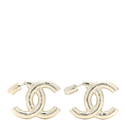 Chanel Metal Large CC Earrings Light Gold 1 of 5