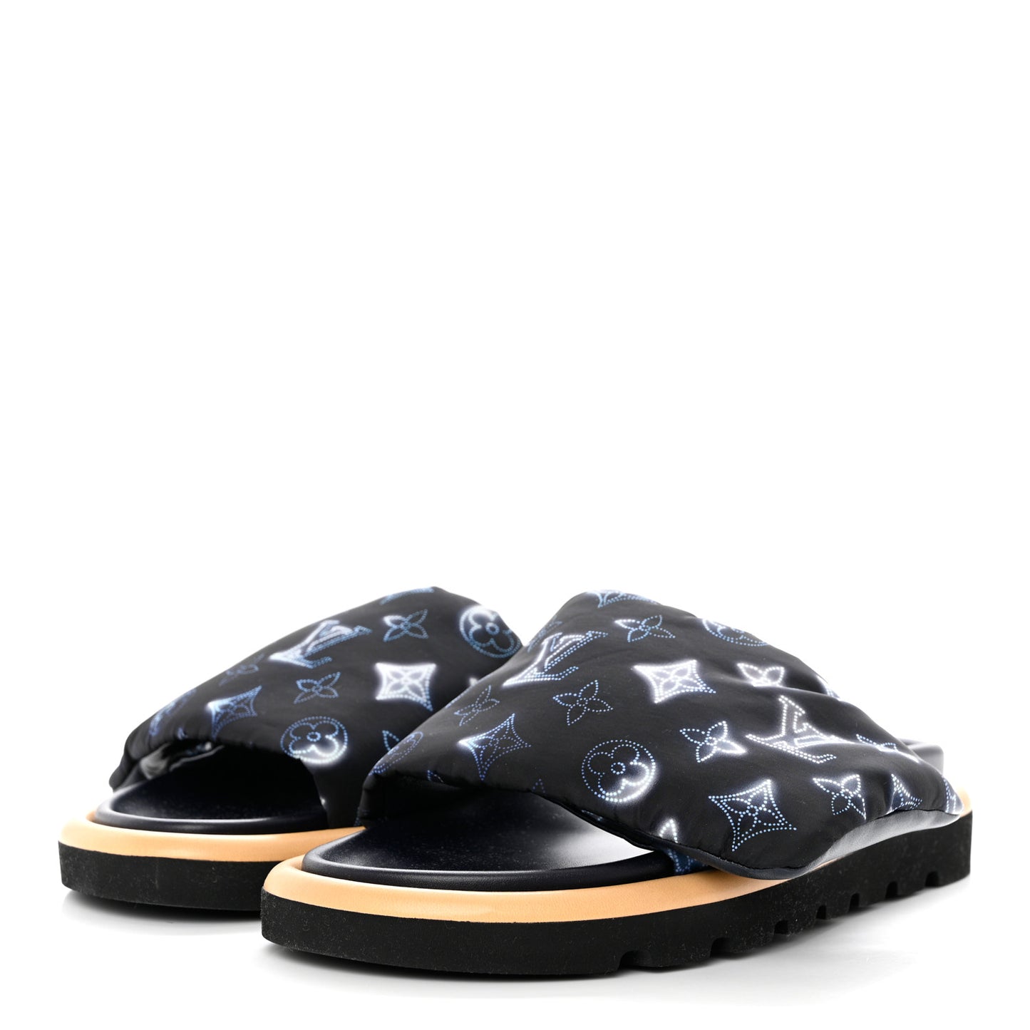 Nylon Monogram Womens Pool Pillow Comfort Mules 40 Navy Blue