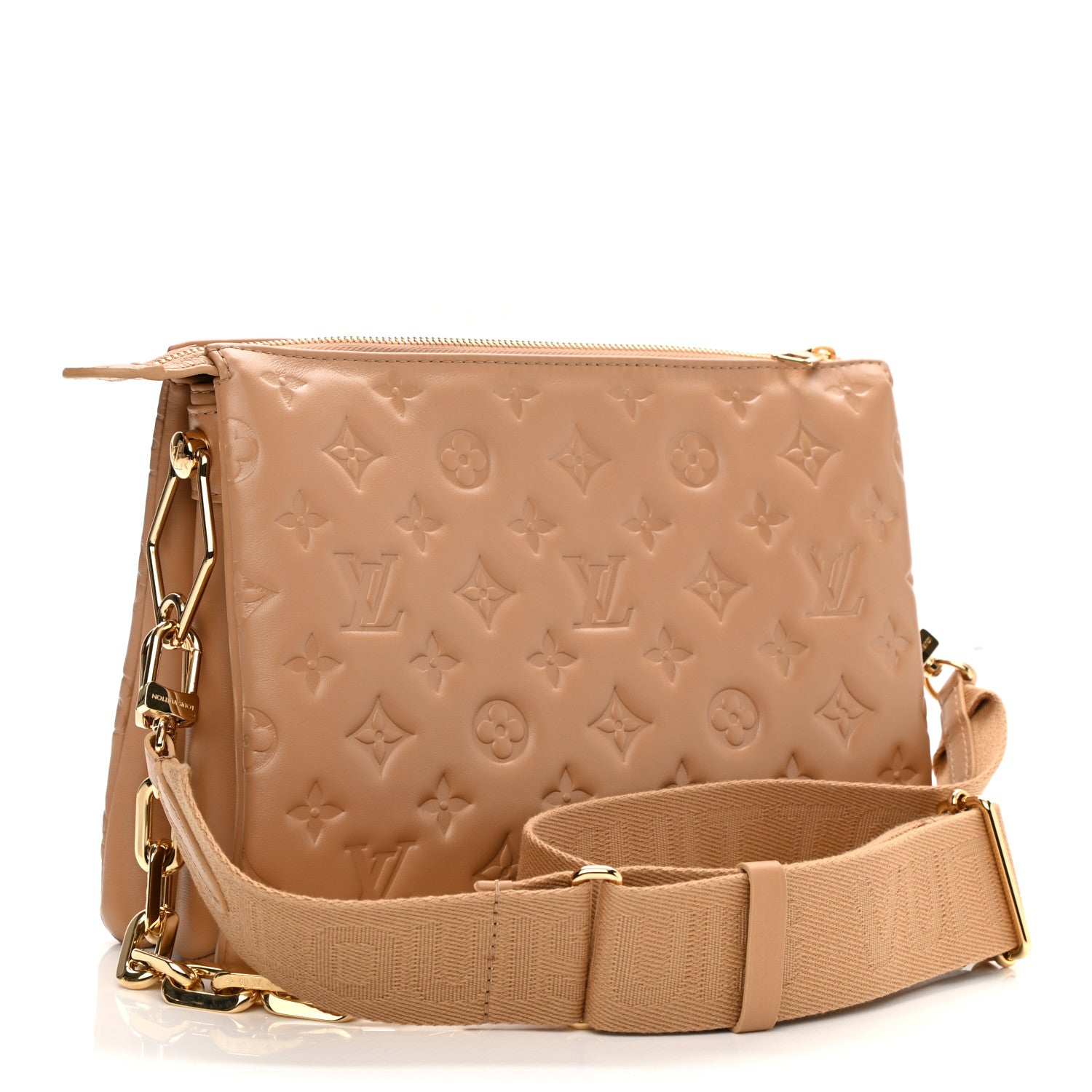 Louis Vuitton Lambskin Embossed Monogram Coussin PM Camel 3 of 10