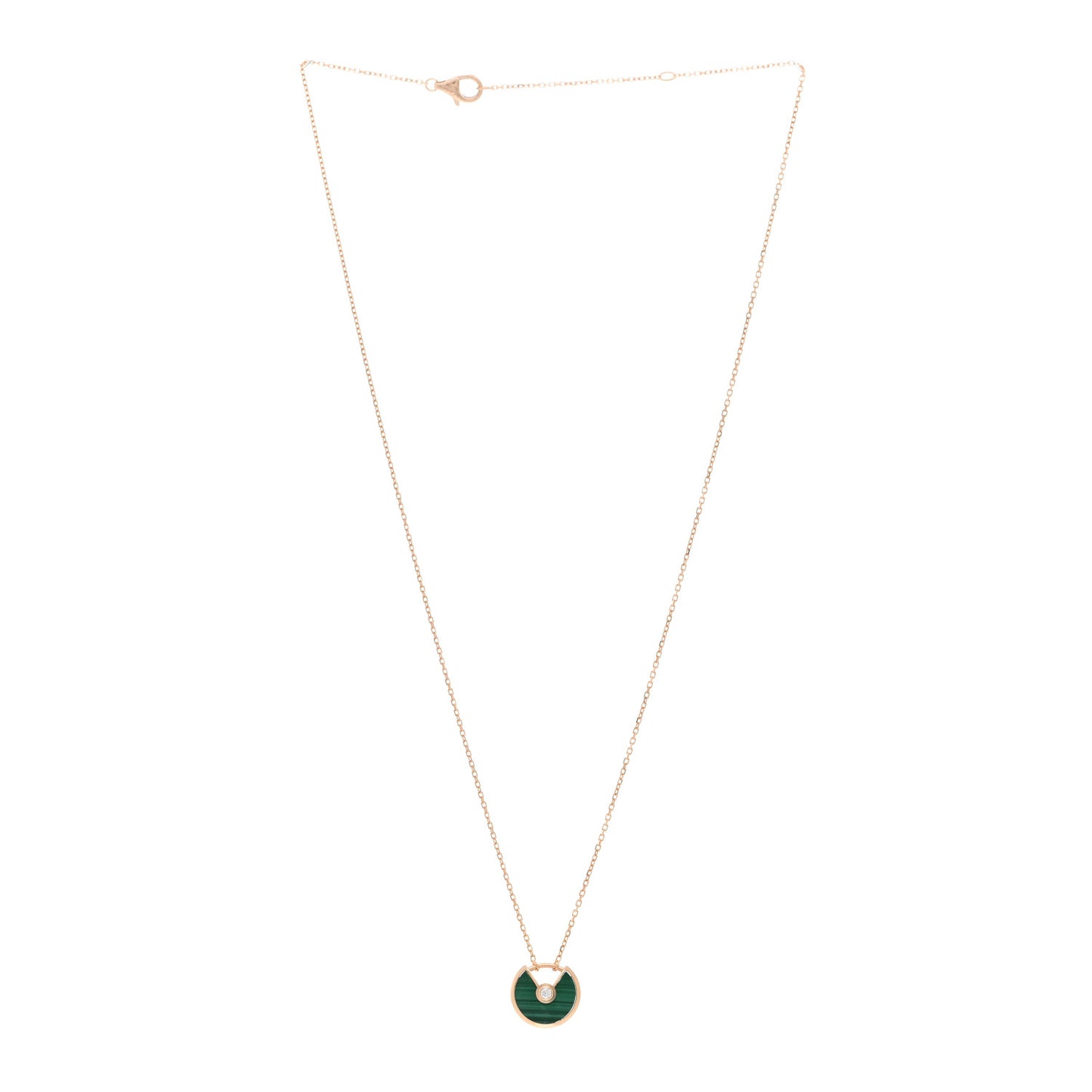 18K Pink Gold Diamond Malachite XS Amulette de Cartier Pendant Necklace