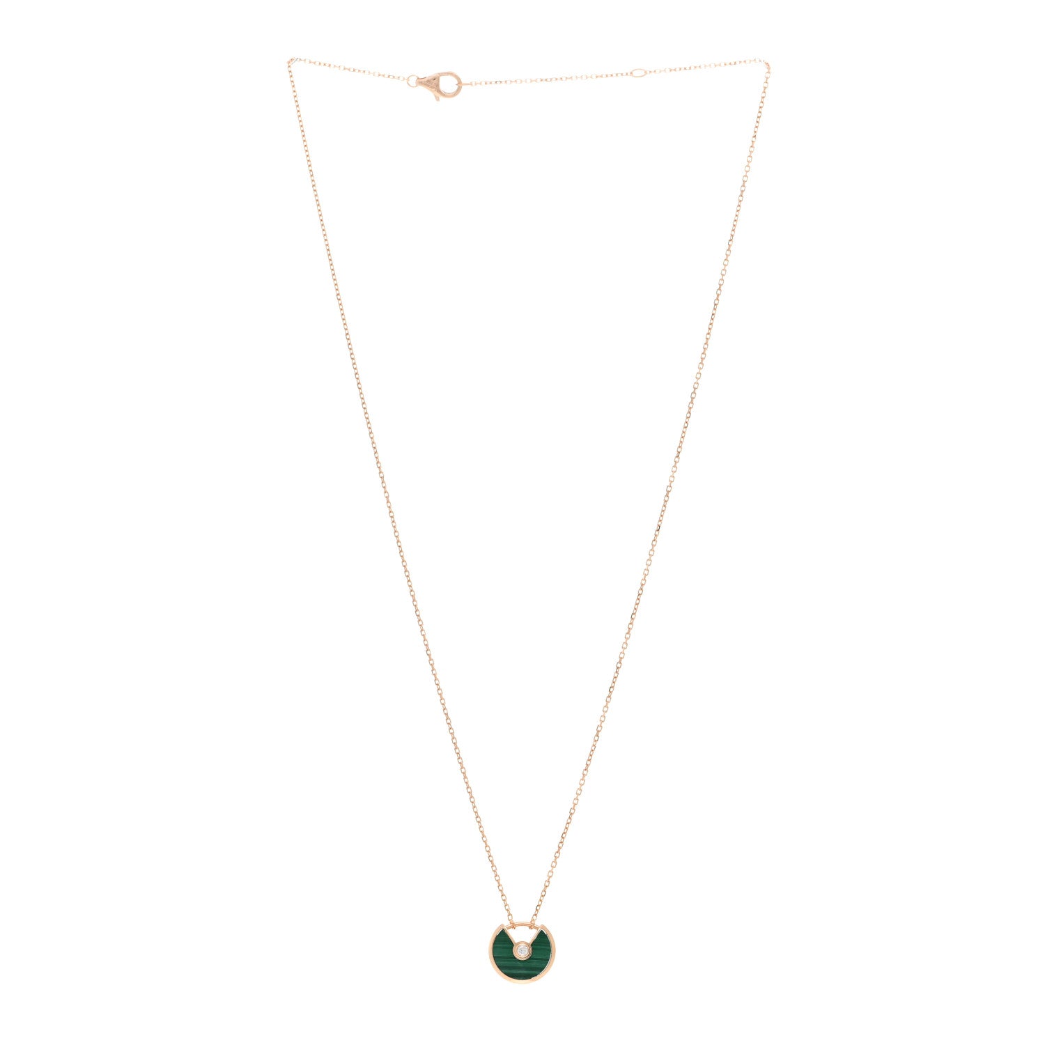 Cartier 18K Pink Gold Diamond Malachite XS Amulette de Cartier Pendant Necklace 3 of 5