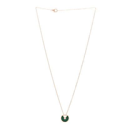 Cartier 18K Pink Gold Diamond Malachite XS Amulette de Cartier Pendant Necklace 3 of 5