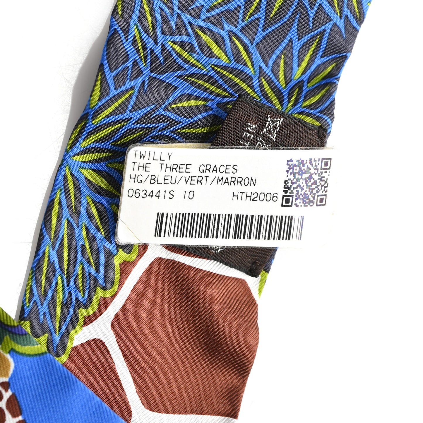 Silk The Three Graces Twilly Bleu Vert Marron