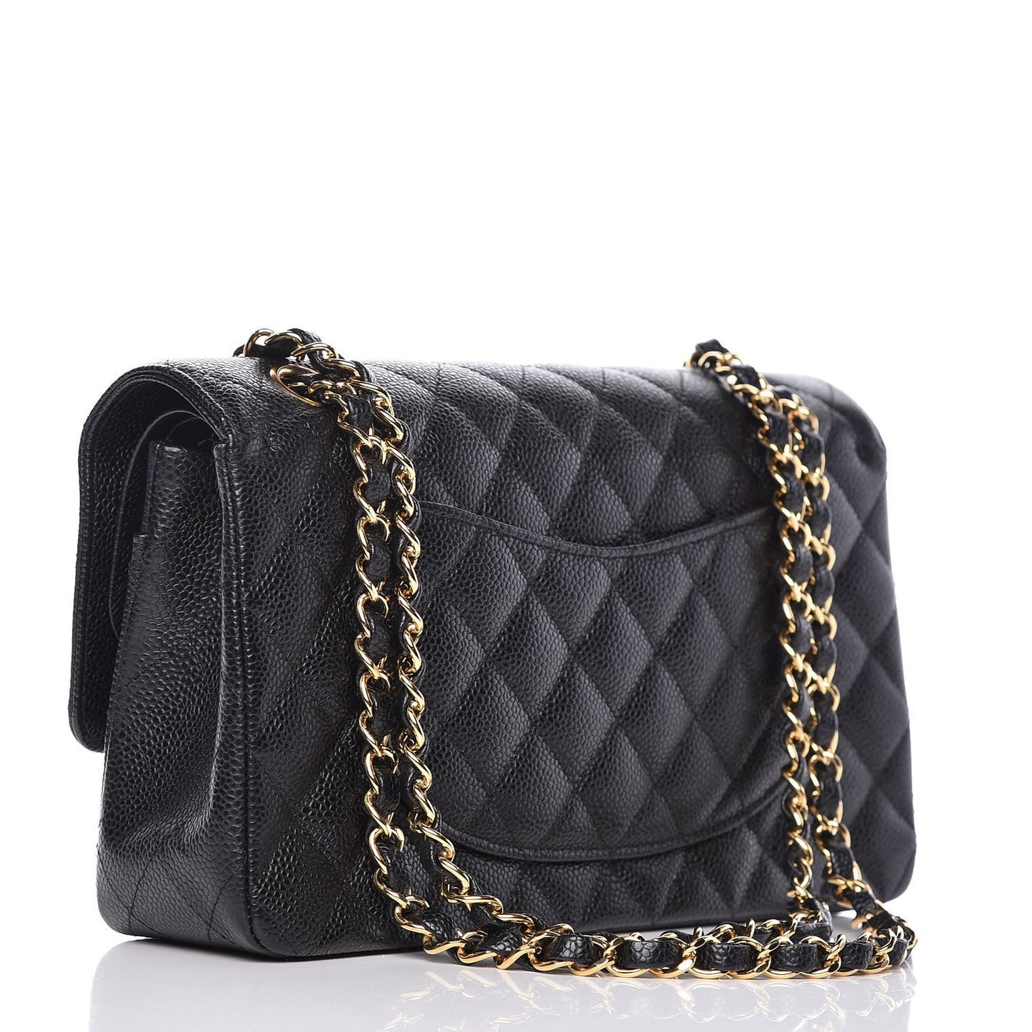 Caviar Quilted Medium Double Flap Black