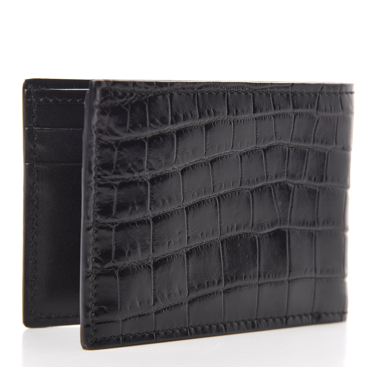 Gucci Crocodile Bi-Fold Wallet Black 3 of 9