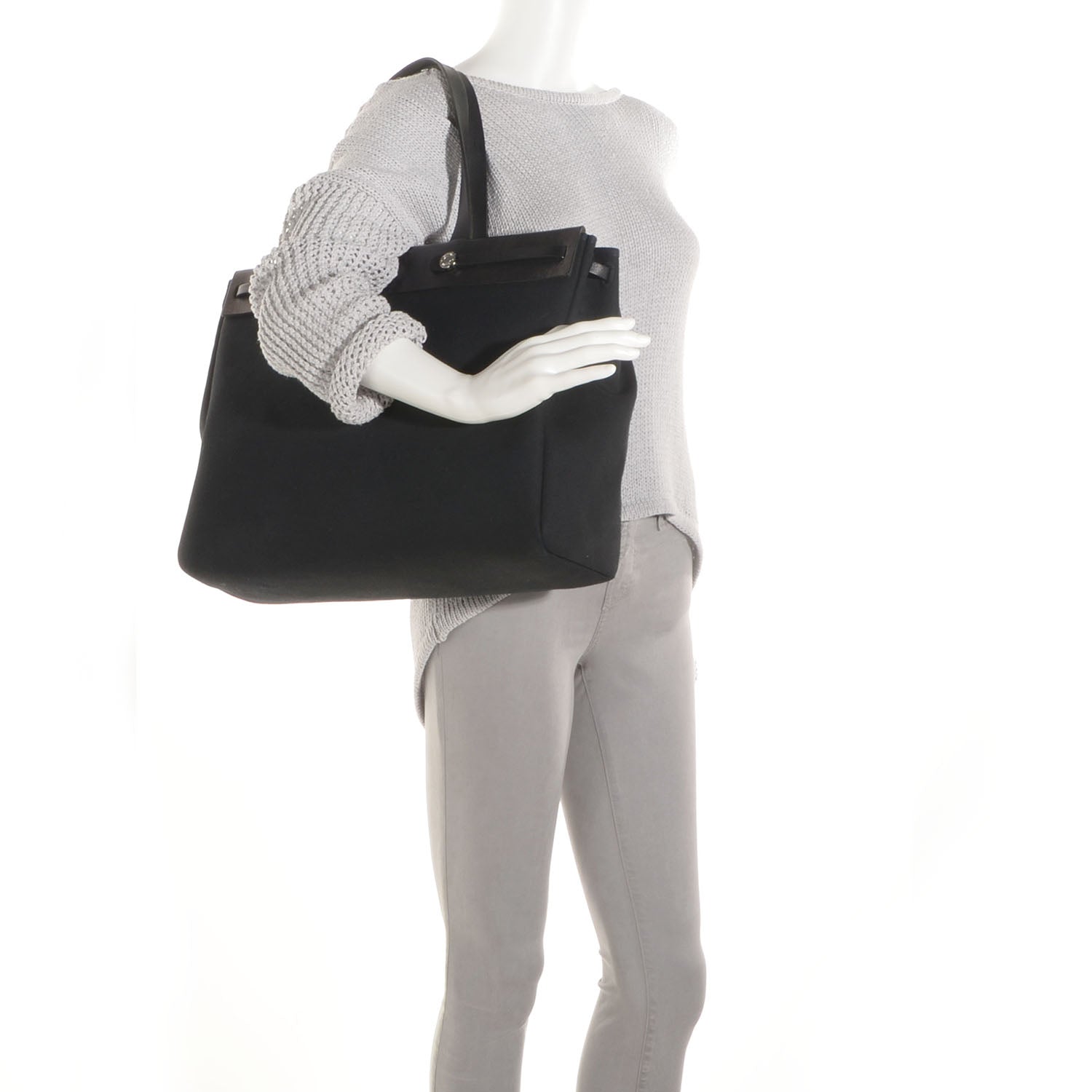 Hermes Toile Herbag MM Bag Black 2 of 7