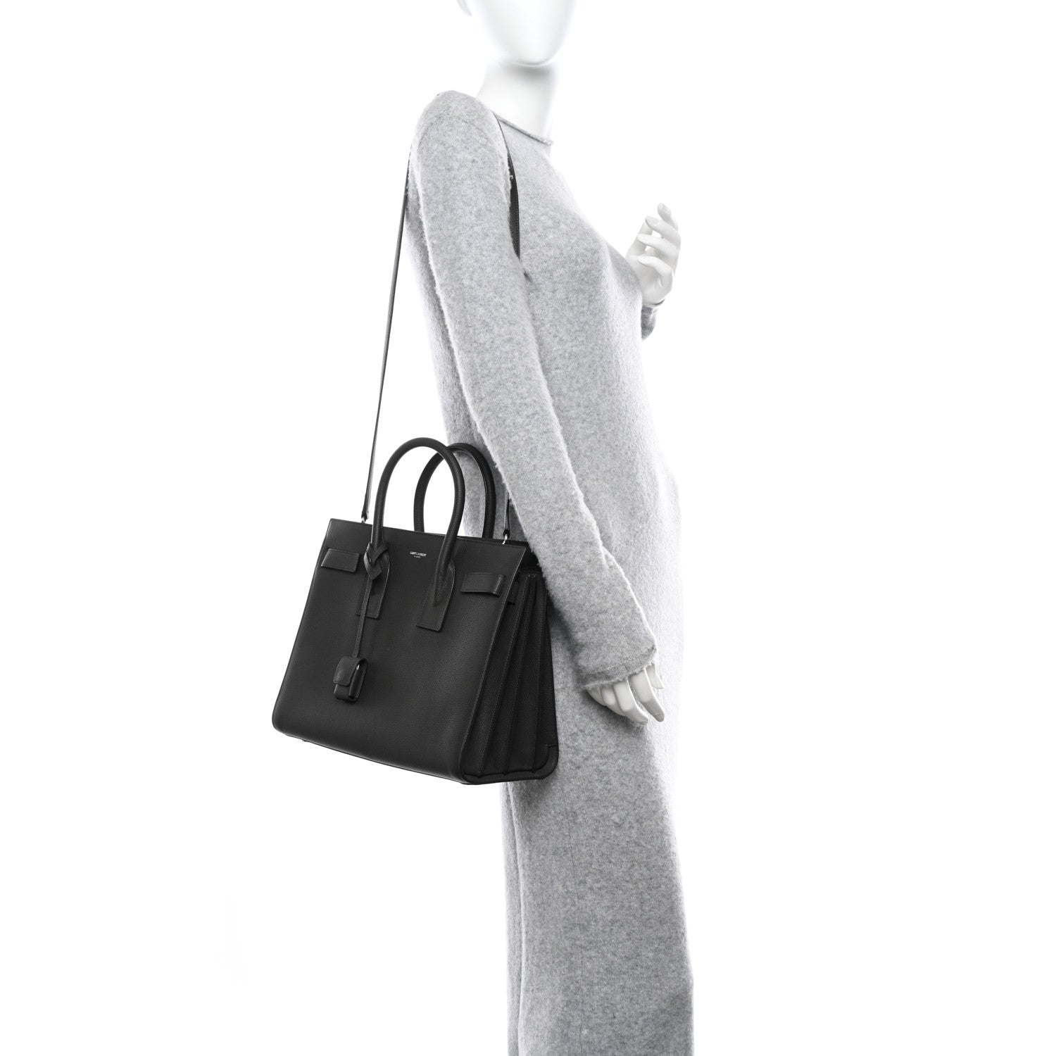 Saint Laurent Grained Calfskin Small Sac De Jour Fog 2 of 11