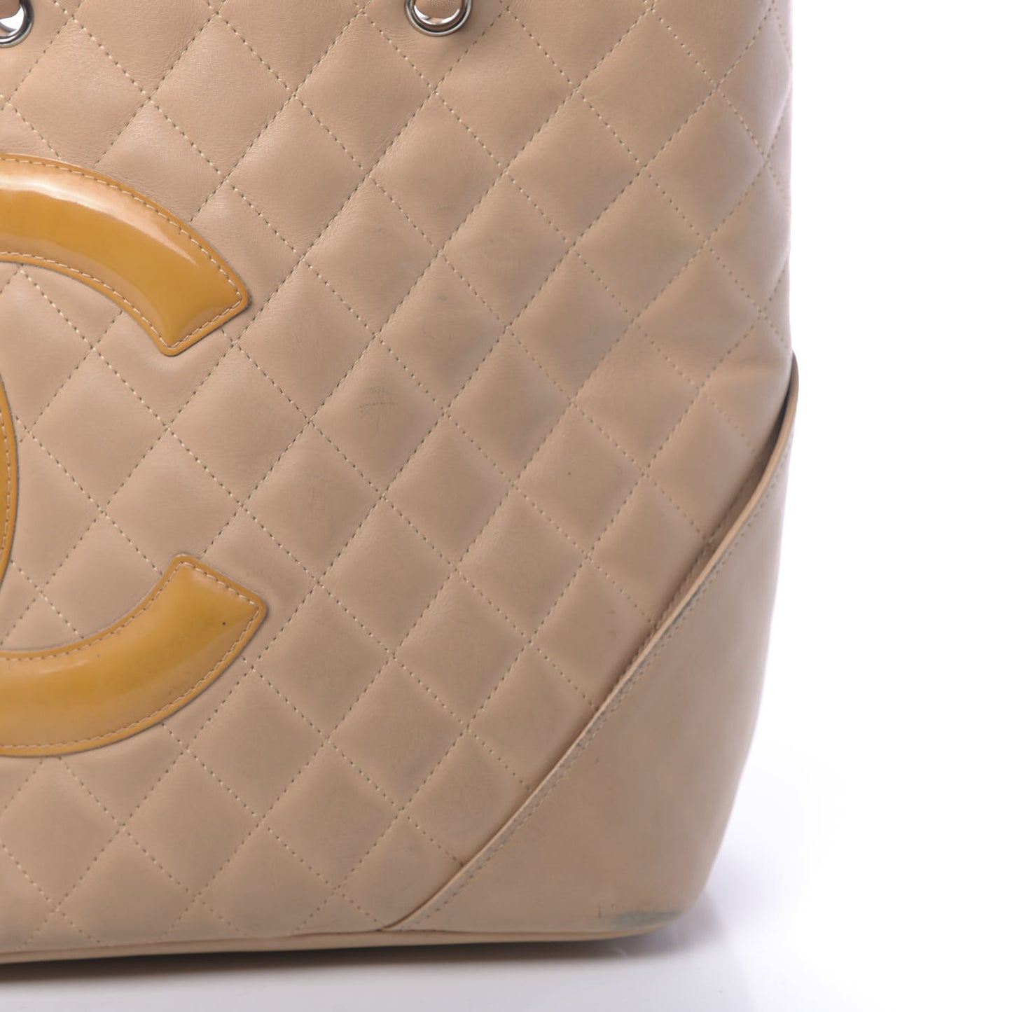 Calfskin Quilted Medium Cambon Tote Beige
