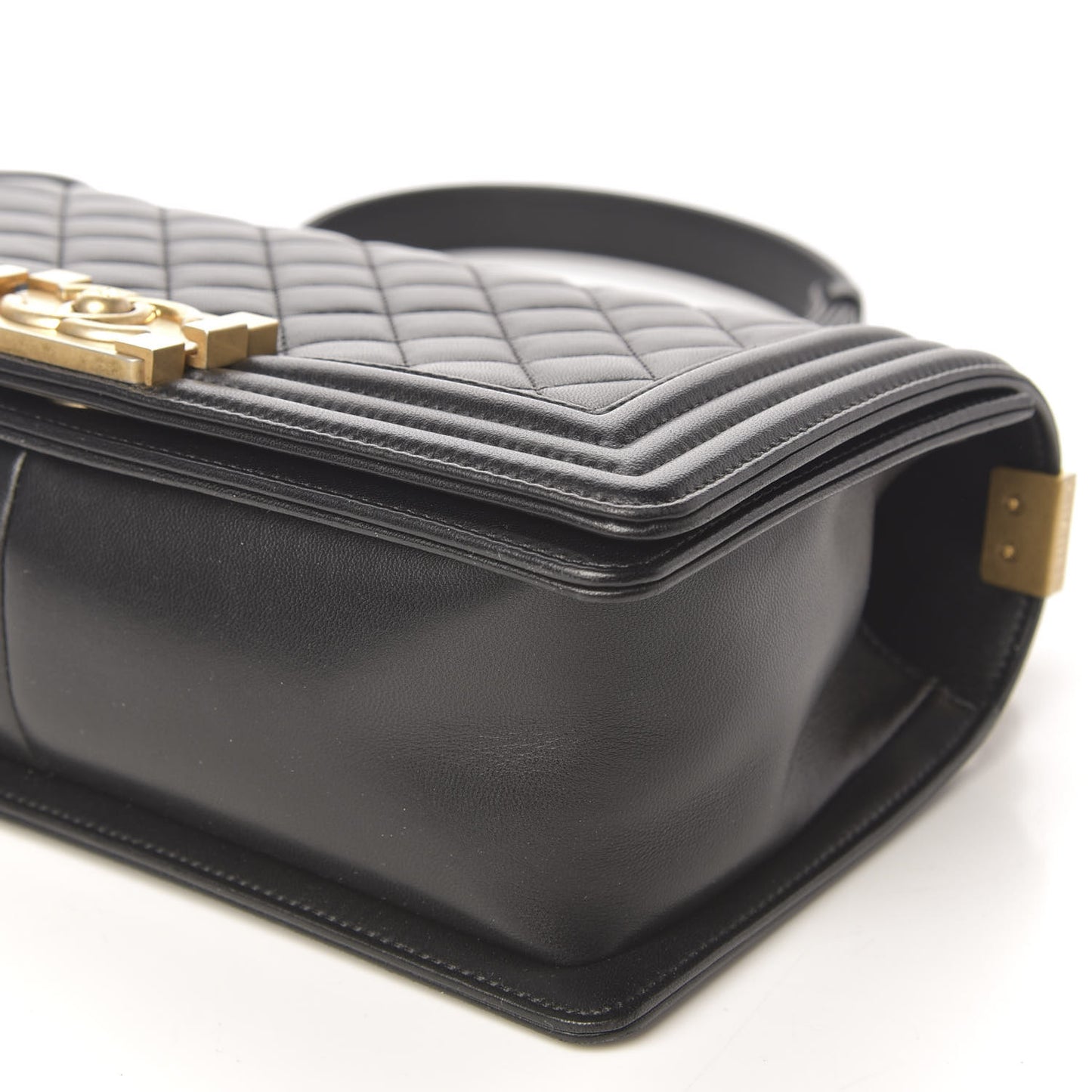 Lambskin Quilted Medium Boy Flap Black