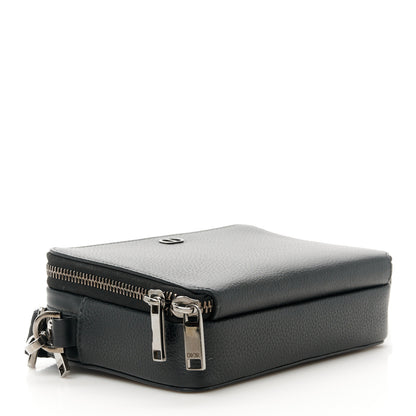 Christian Dior Grained Calfskin CD Icon Zipped Pouch With Strap Black 4 of 12