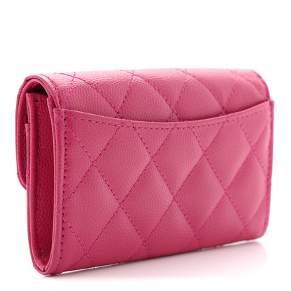 Chanel Caviar Quilted Flap Card Holder Wallet Dark Pink 3 of 7