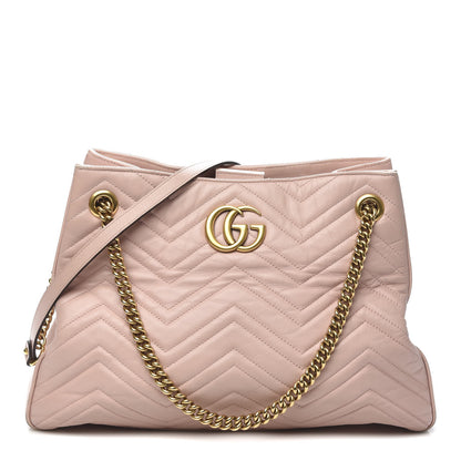Gucci Calfskin Matelasse Medium GG Marmont Shoulder Tote Bag Perfect Pink 1 of 18