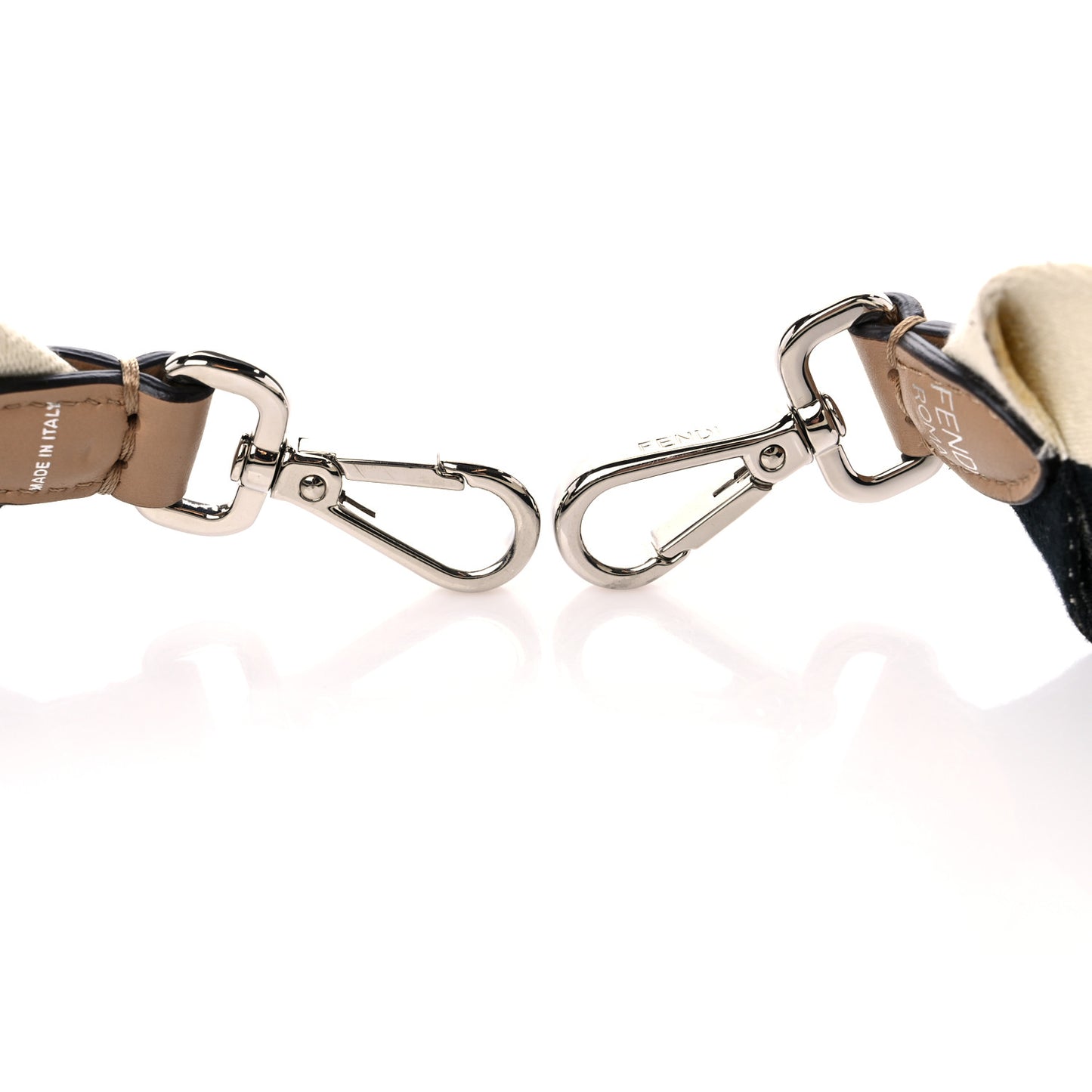 Canvas Calfskin Fendi Strap You Beige Black Multicolor