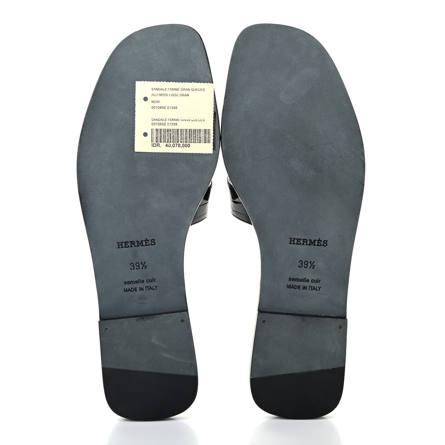 Hermes Shiny Alligator Oran Sandals 39.5 Black 5 of 8