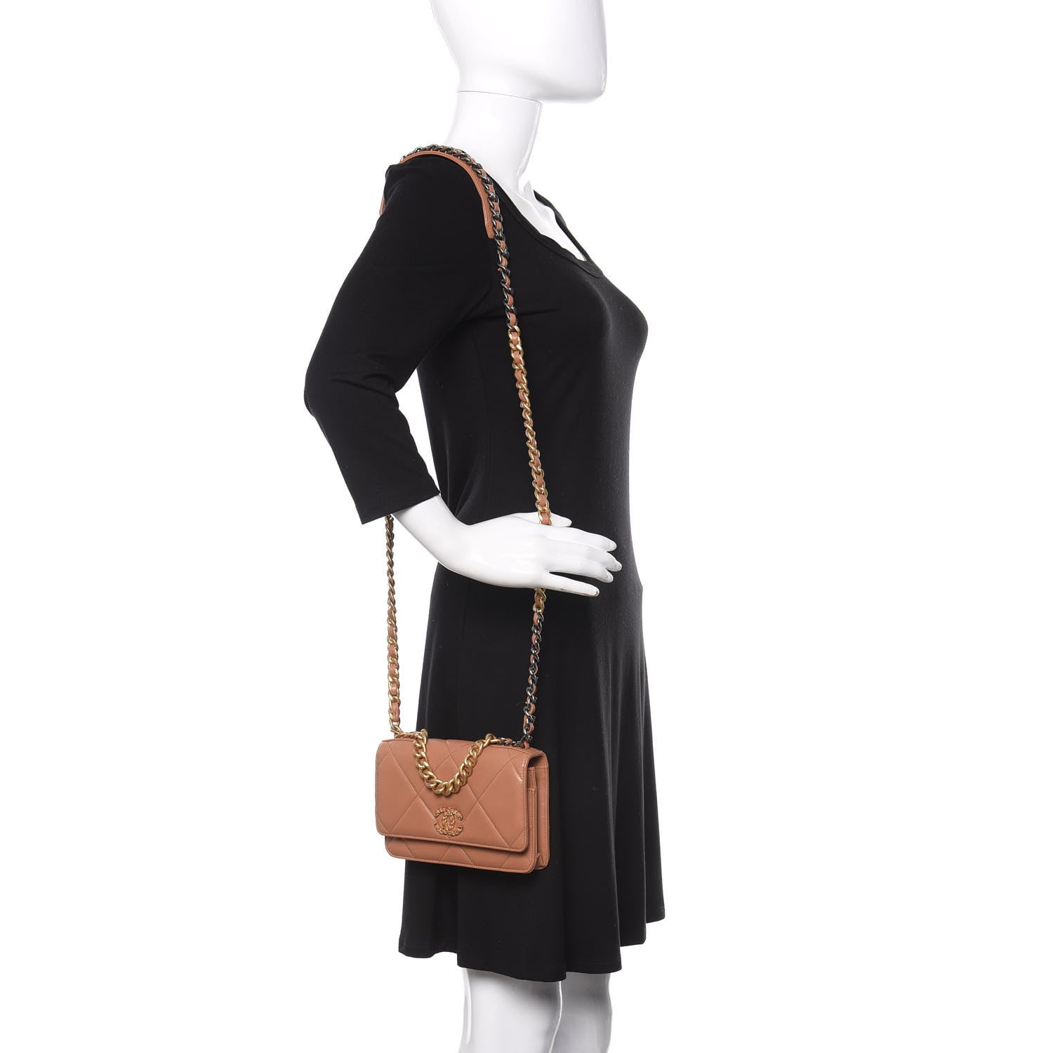 Chanel Lambskin Quilted 19 Wallet On Chain WOC Brown 2 of 10