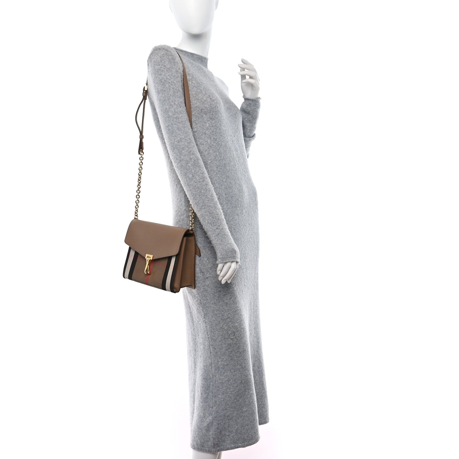 Burberry Derby Calfskin House Check Small Macken Crossbody Bag Camel 2 of 8