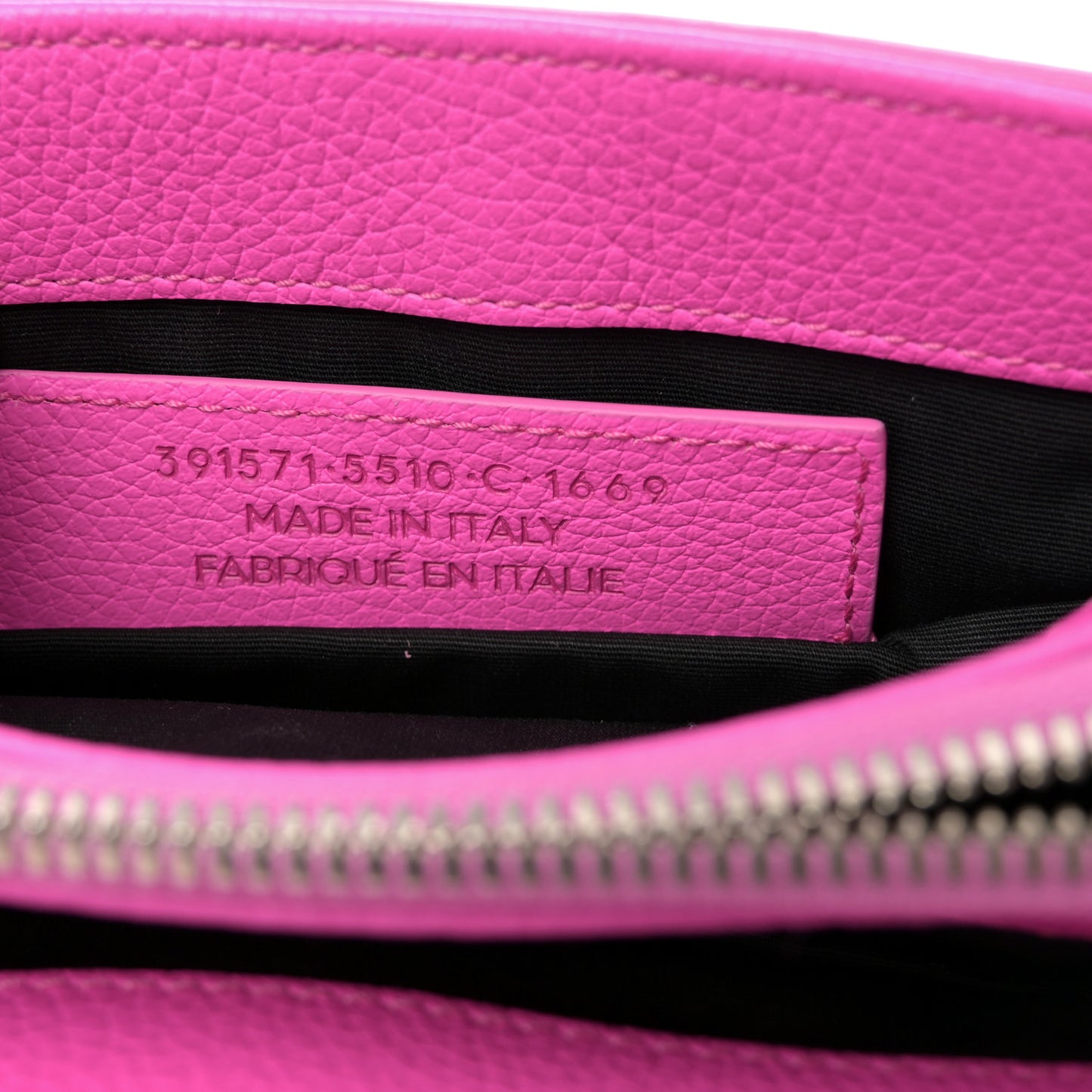 Grained Calfskin Le Dix Mini Soft Cartable Rose Fluo