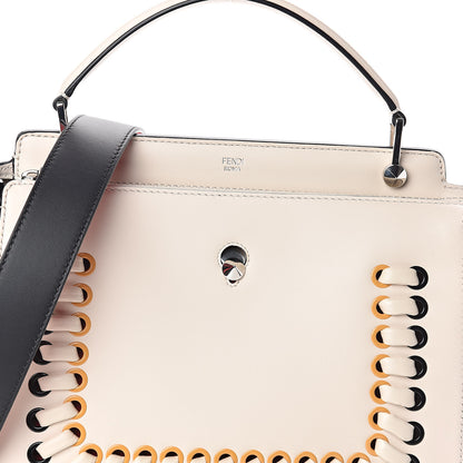 Fendi Vitello Baltico Shiny Nappa Lace Up DotCom Satchel Camelia Black Multicolor 8 of 11