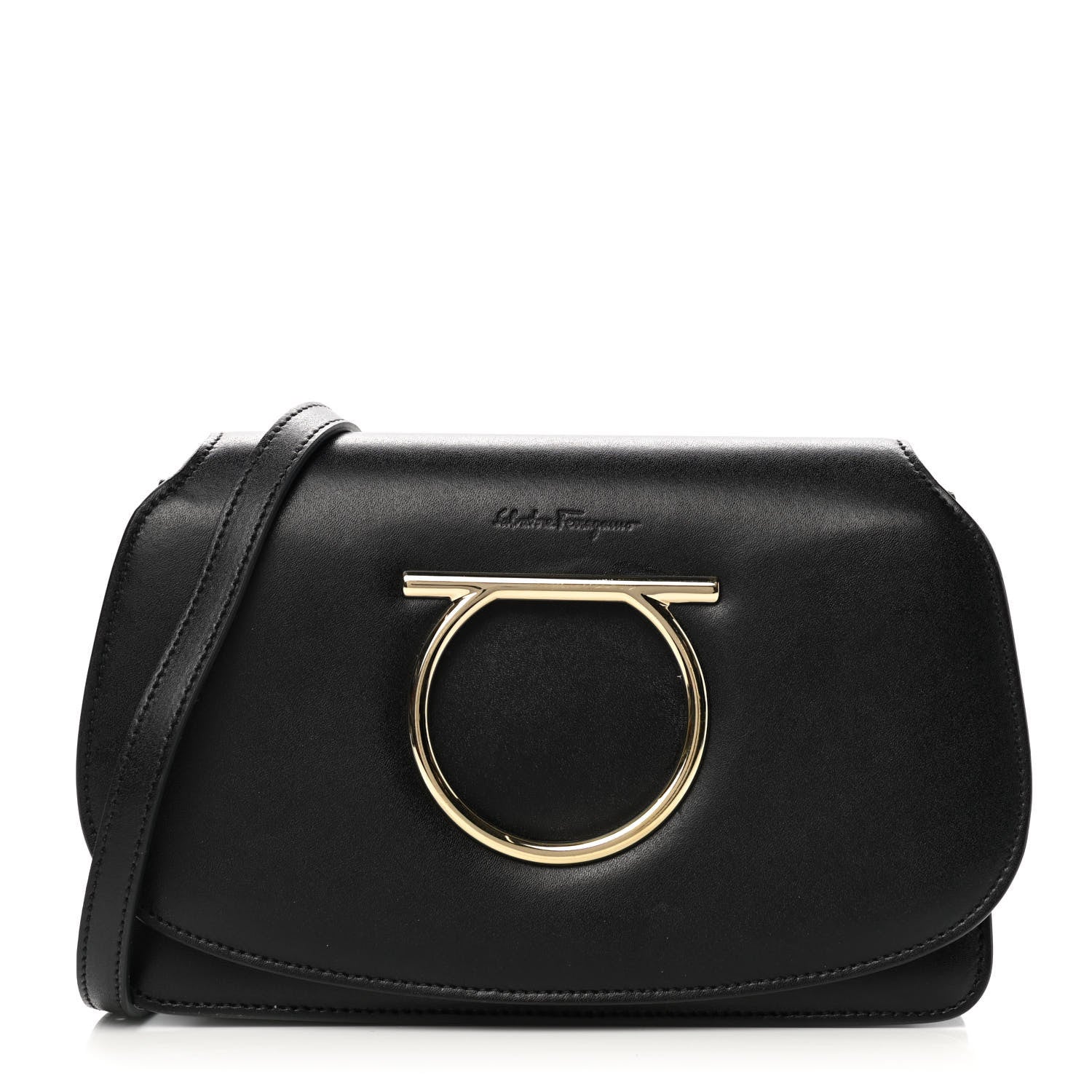 Salvatore Ferragamo Calfskin Vela Crossbody Bag Black 1 of 11