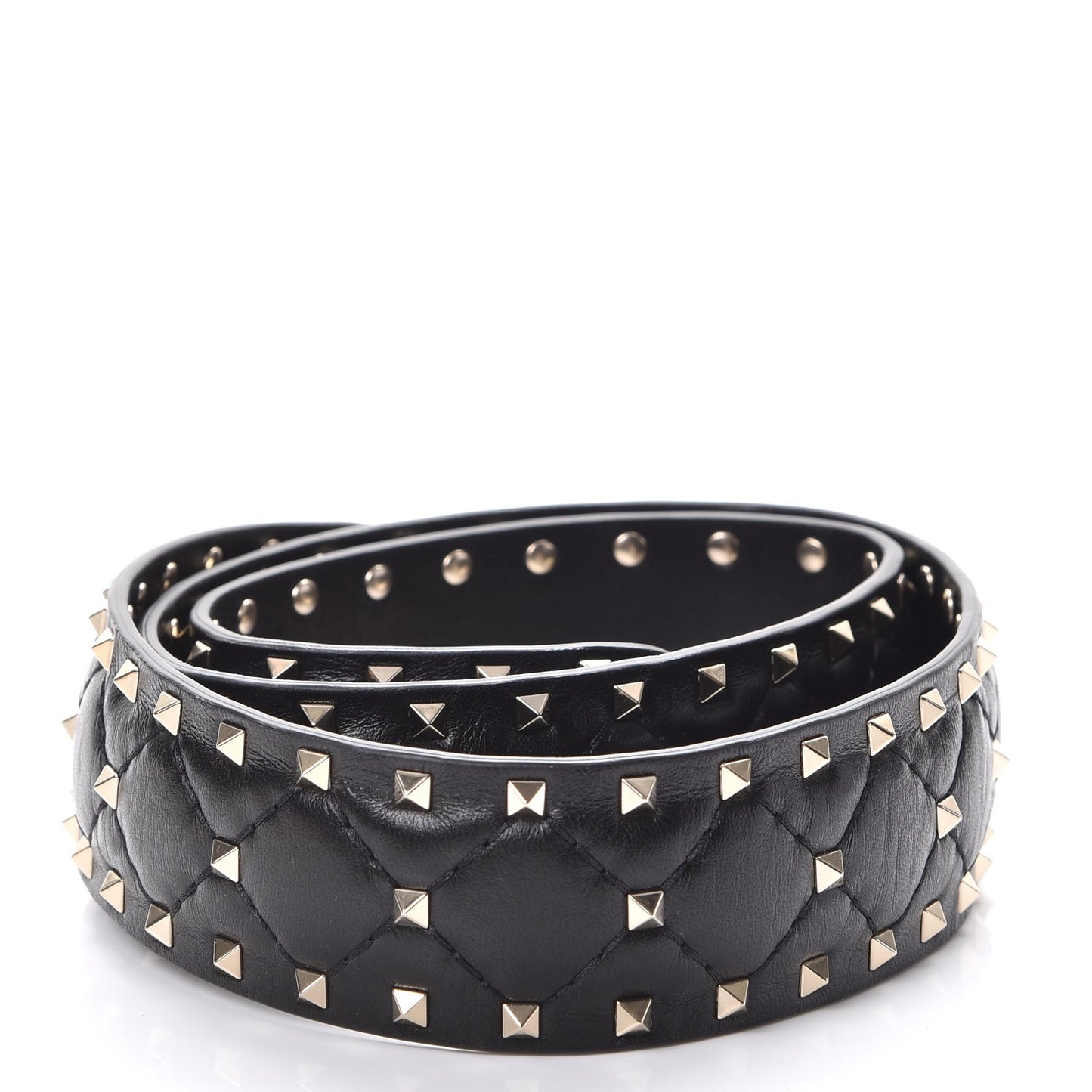 Lambskin Rockstud Spike Shoulder Strap Black