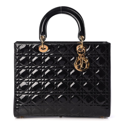 Christian Dior Patent Cannage Large Lady Dior Black 1 of 10