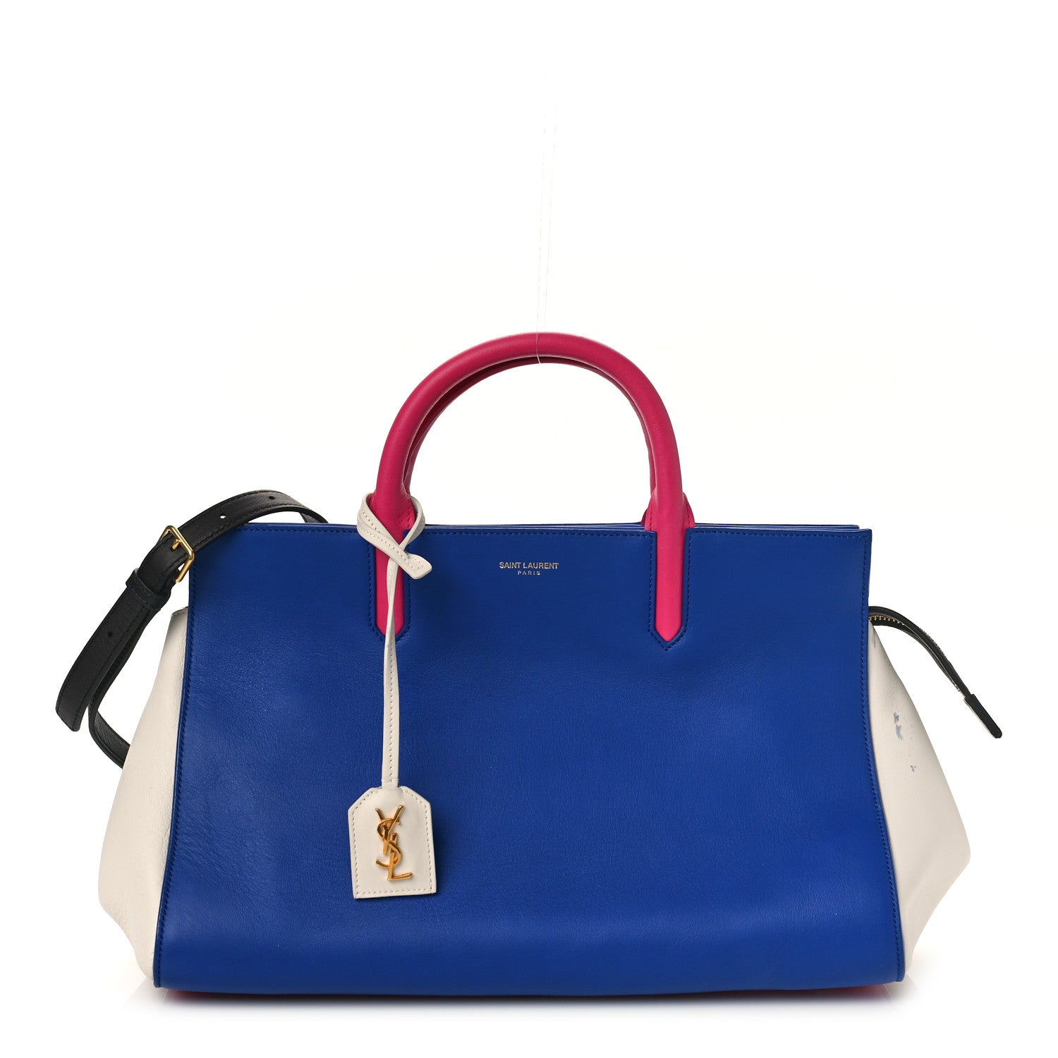 Saint Laurent Calfskin Small Cabas Rive Gauche Blue White Pink 1 of 11