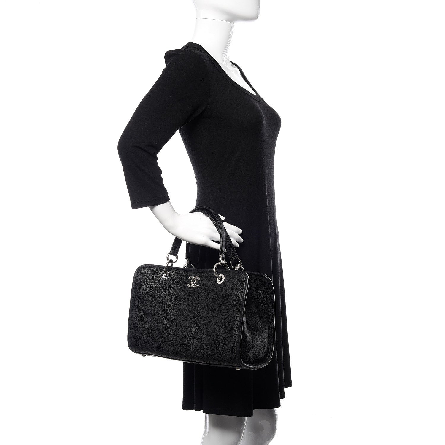 Chanel Caviar Stitched Shopping Tote Black 3 of 12
