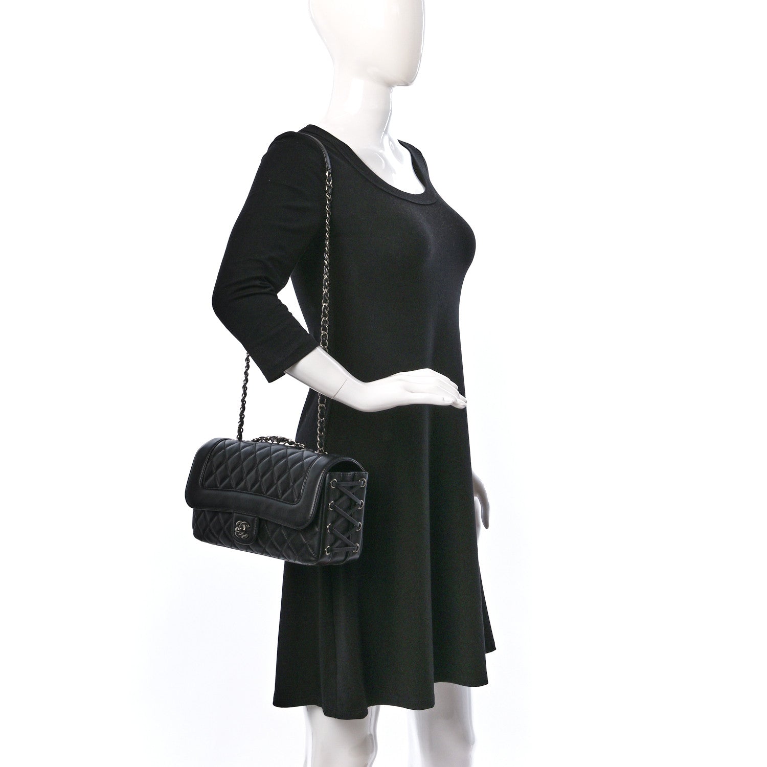 Chanel Calfskin Quilted Medium Coco Corset Flap Black 2 of 9