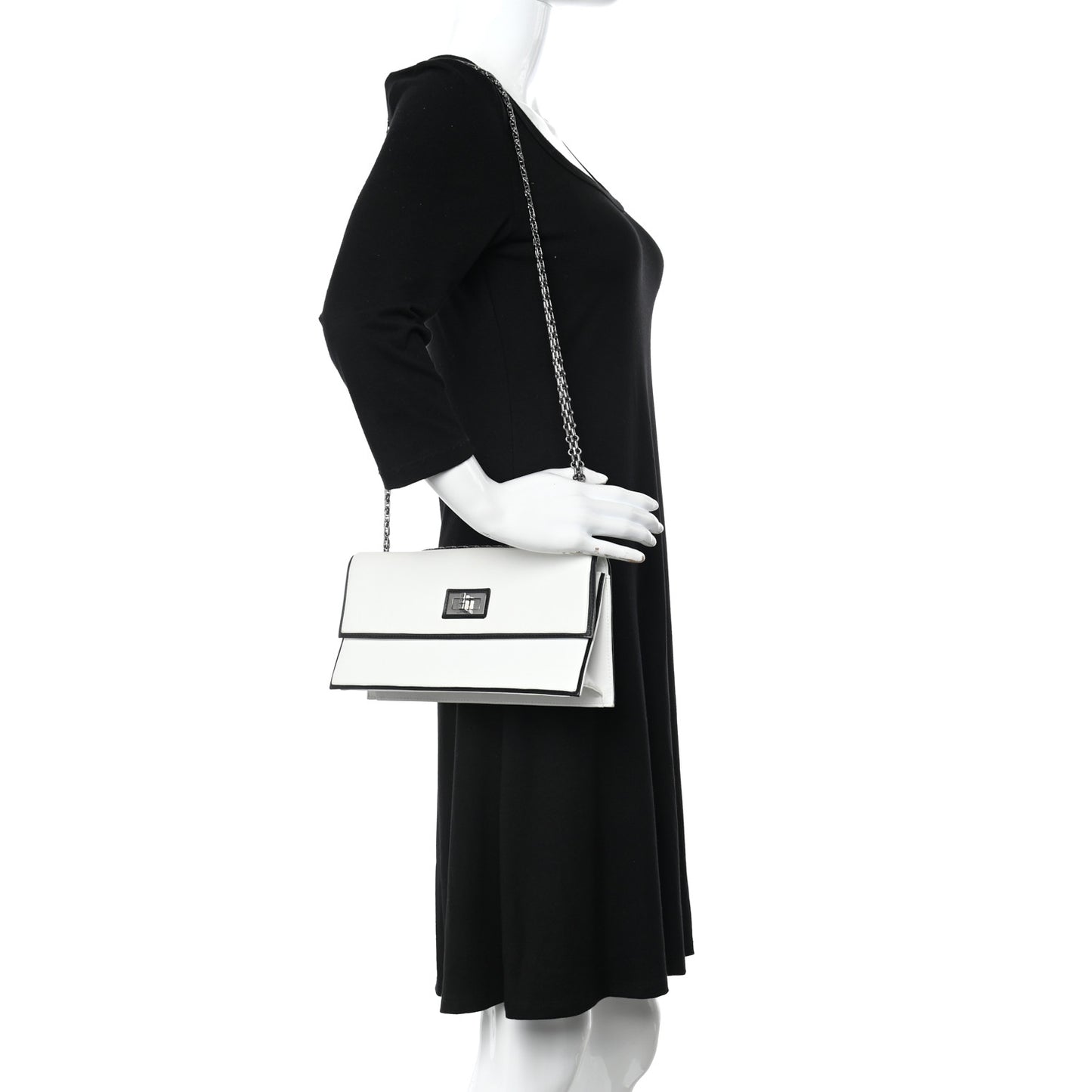 Lambskin Mademoiselle East West Flap White