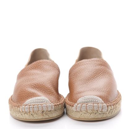 Valentino Garavani Grained Calfskin Feather Strap Espadrilles 39 Tan 2 of 8