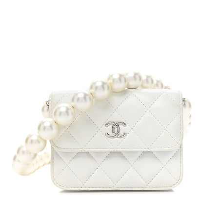 Chanel Calfskin Quilted Maxi Pearls Clutch With Chain White 1 of 14