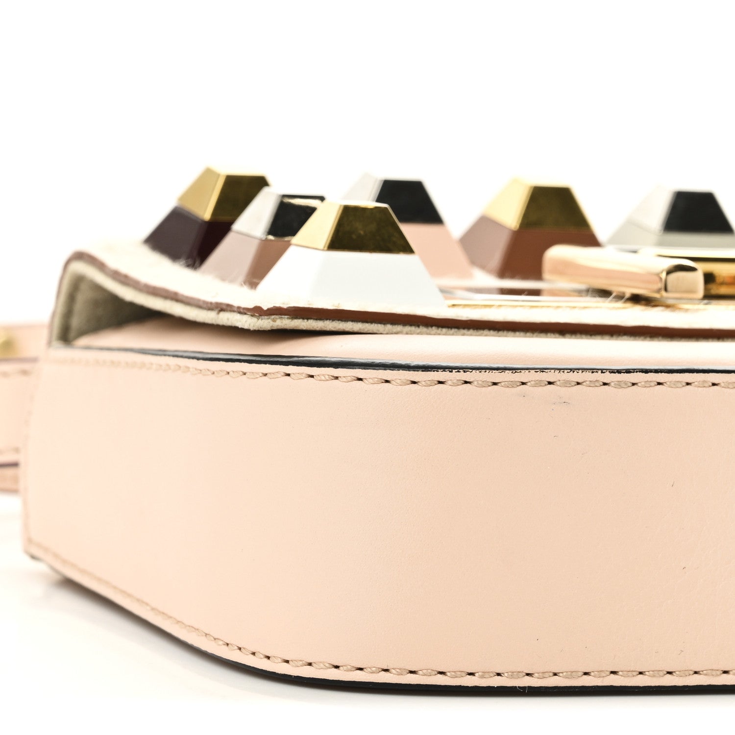 Fendi Vitello Dolce Calf Hair Studded Mini 3Baguette Shoulder Bag Light Pink 8 of 11