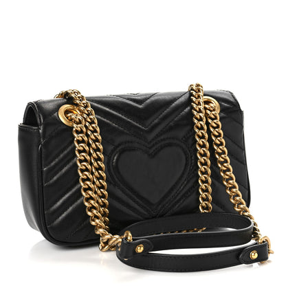 Gucci Calfskin Matelasse Mini GG Marmont Shoulder Bag Black 2 of 8