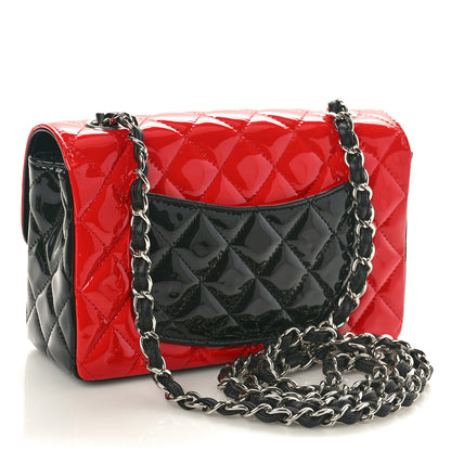 Chanel Patent Calfskin Quilted Bi-Color Mini Rectangular Flap Black Red 2 of 10
