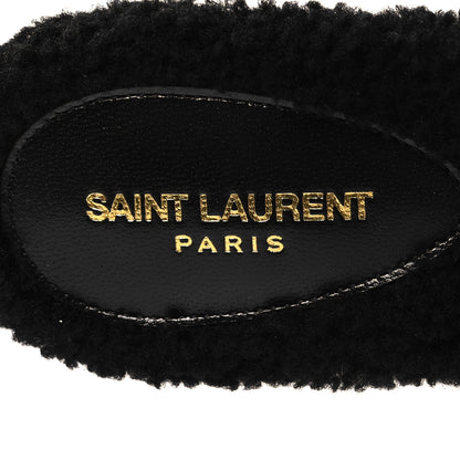 Saint Laurent Shearling Tribute Flat Mules 37.5 Black 8 of 9