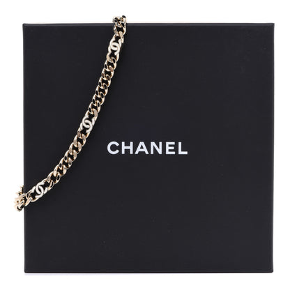 Chanel Metal Enamel Chain CC Choker Gold White 7 of 7