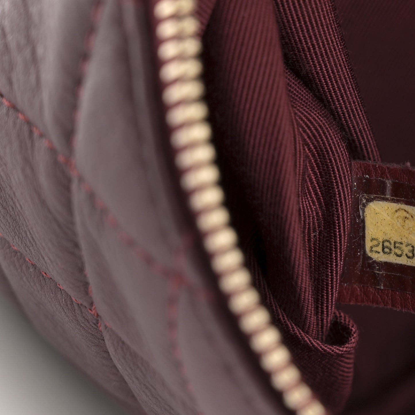 Calfskin Quilted Banane Waist Bag Fanny Pack Burgundy