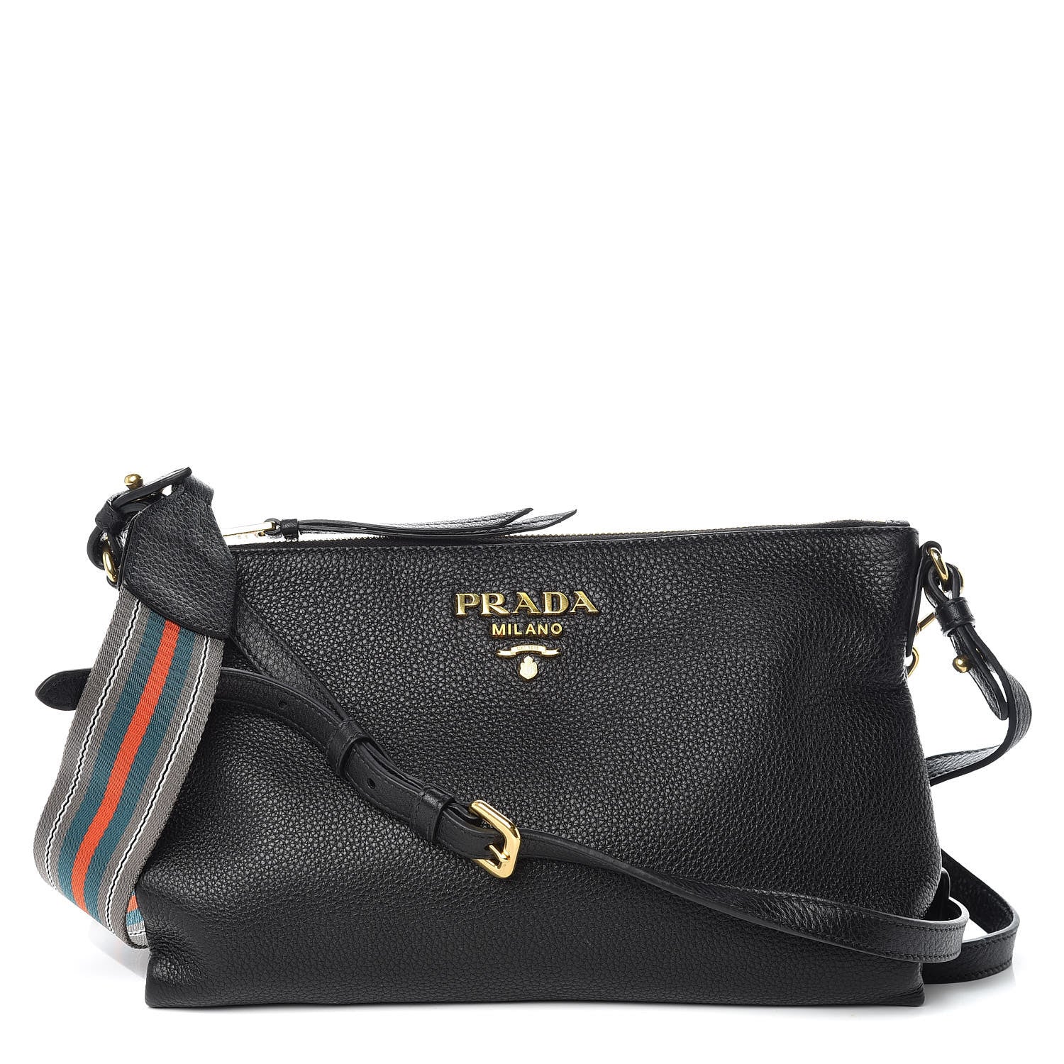 Prada Vitello Daino Crossbody Bag Black 1 of 10