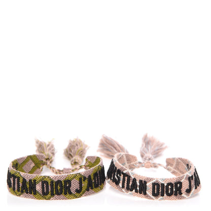 Christian Dior Woven Cotton J'Adior Friendship Bracelet Set Green Pink 1 of 4