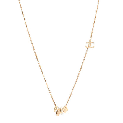 Chanel Pearl Crystal CC Rings Necklace Gold 1 of 4