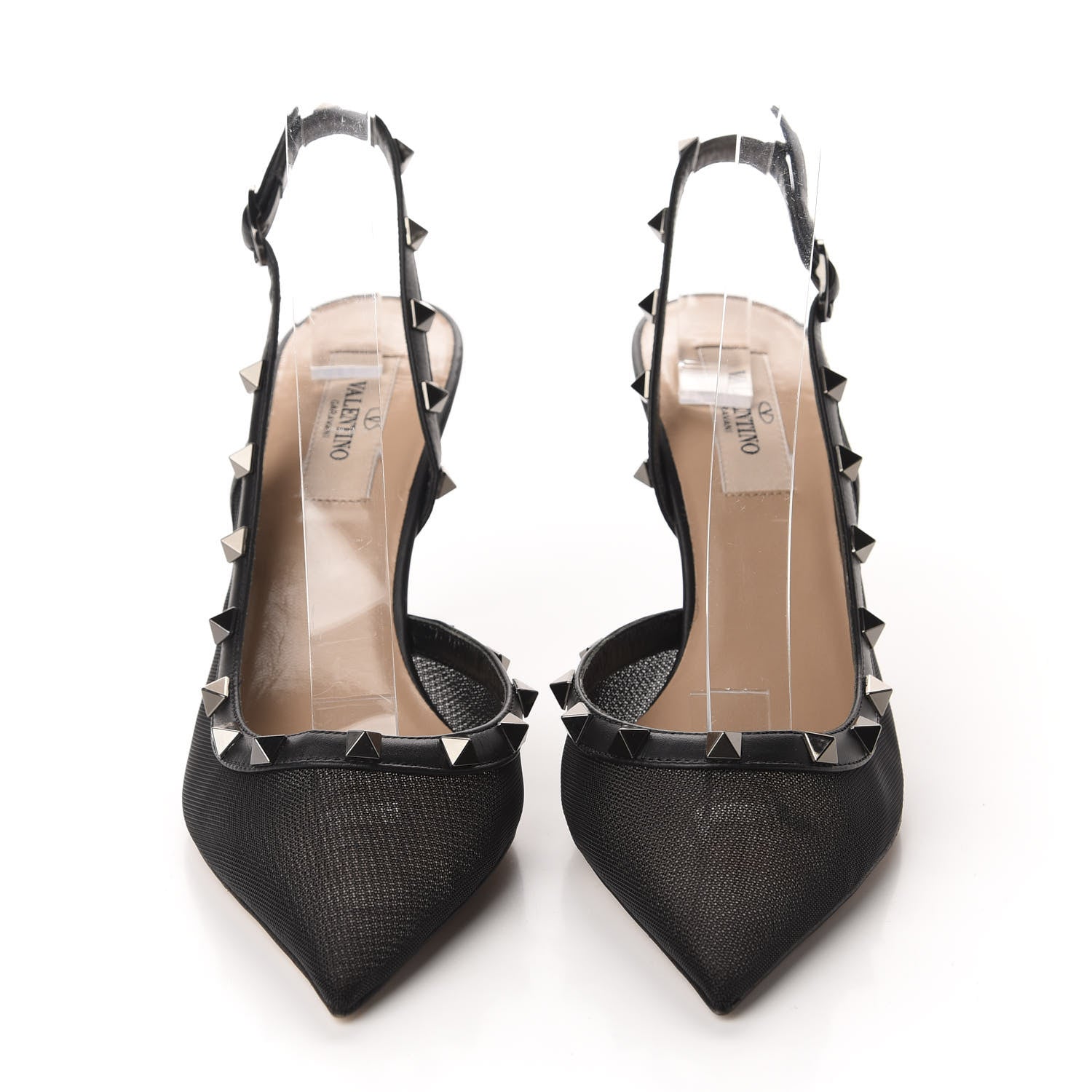 Valentino Garavani Mesh Rockstud Half D'Orsay Slingback 85mm Pumps 38 Black 2 of 9