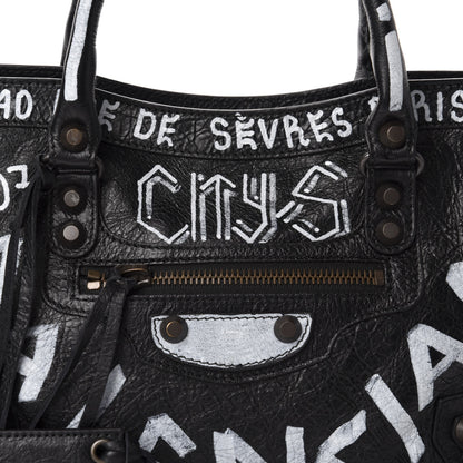 Balenciaga Agneau Classic Hardware Graffiti All Over S City Black 11 of 11