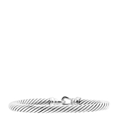 David Yurman Sterling Silver Diamond 5mm Cable Buckle Bracelet 3 of 5