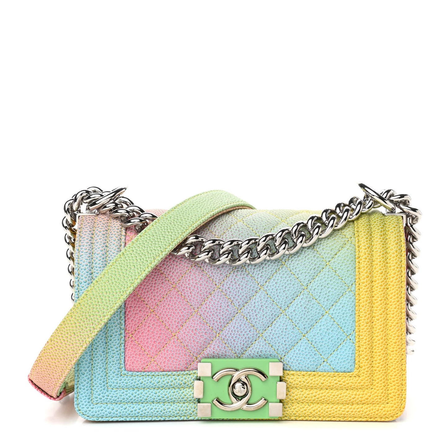 Caviar Quilted Small Cuba Rainbow Boy Flap Multicolor