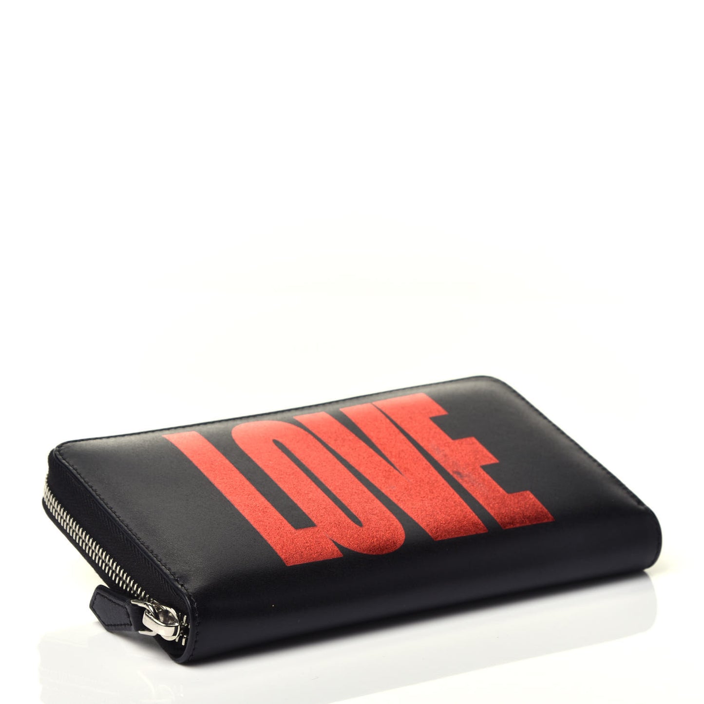 Calfskin Love Print Zip Around Wallet Black