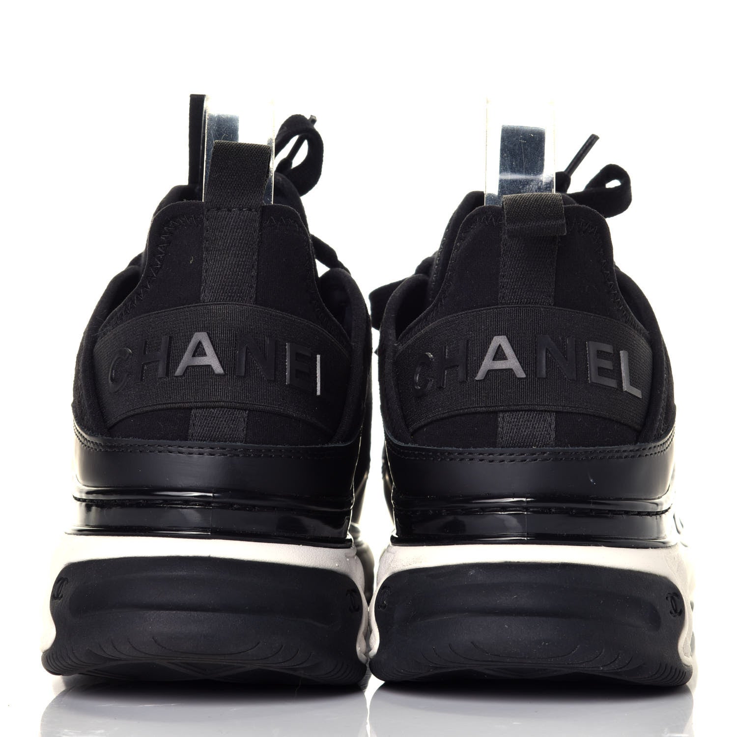 Chanel Velvet Calfskin Mixed Fibers CC Sneakers 41 Black 5 of 10