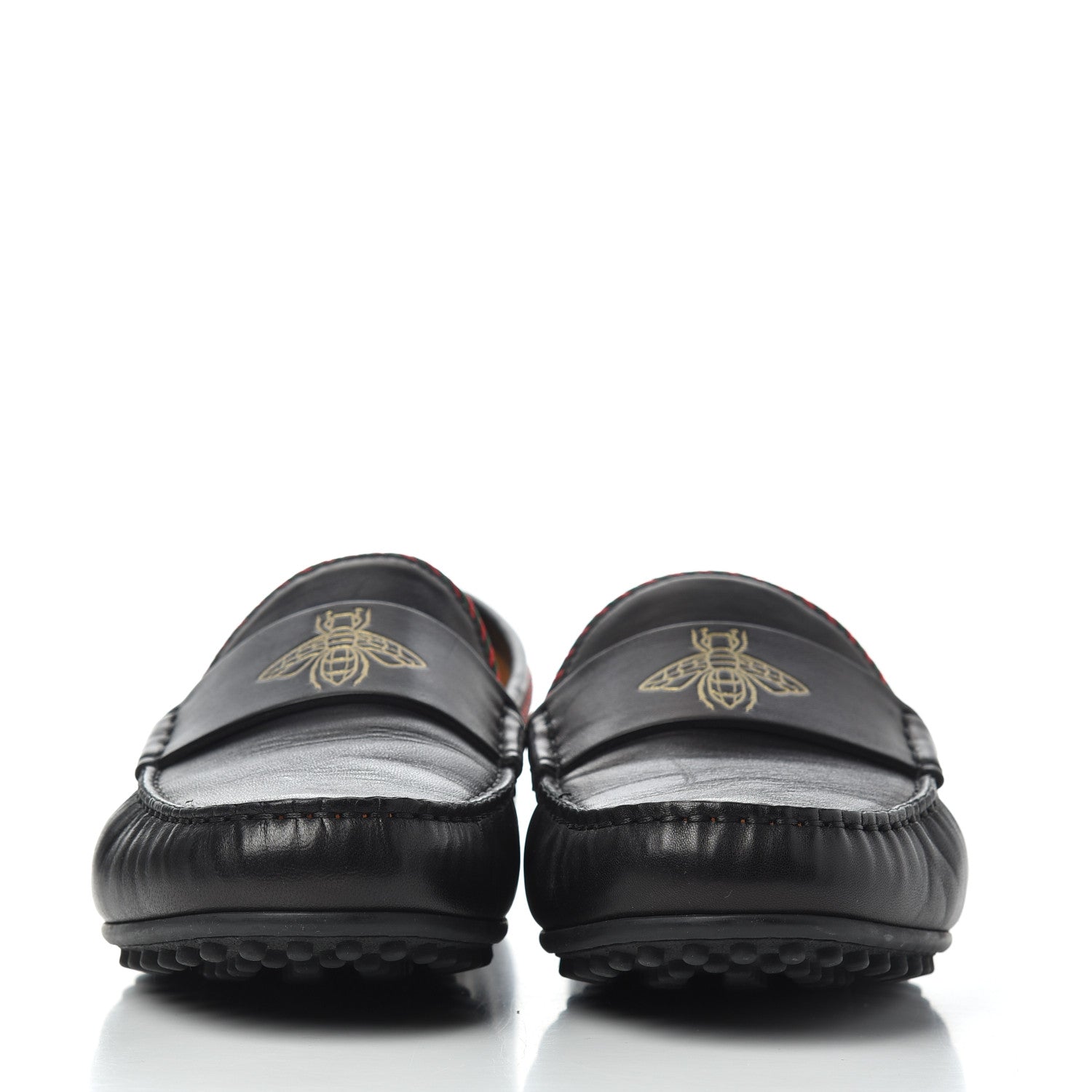 Gucci Nappa Mens Bee Driver Loafers 9.5 Black 2 of 17