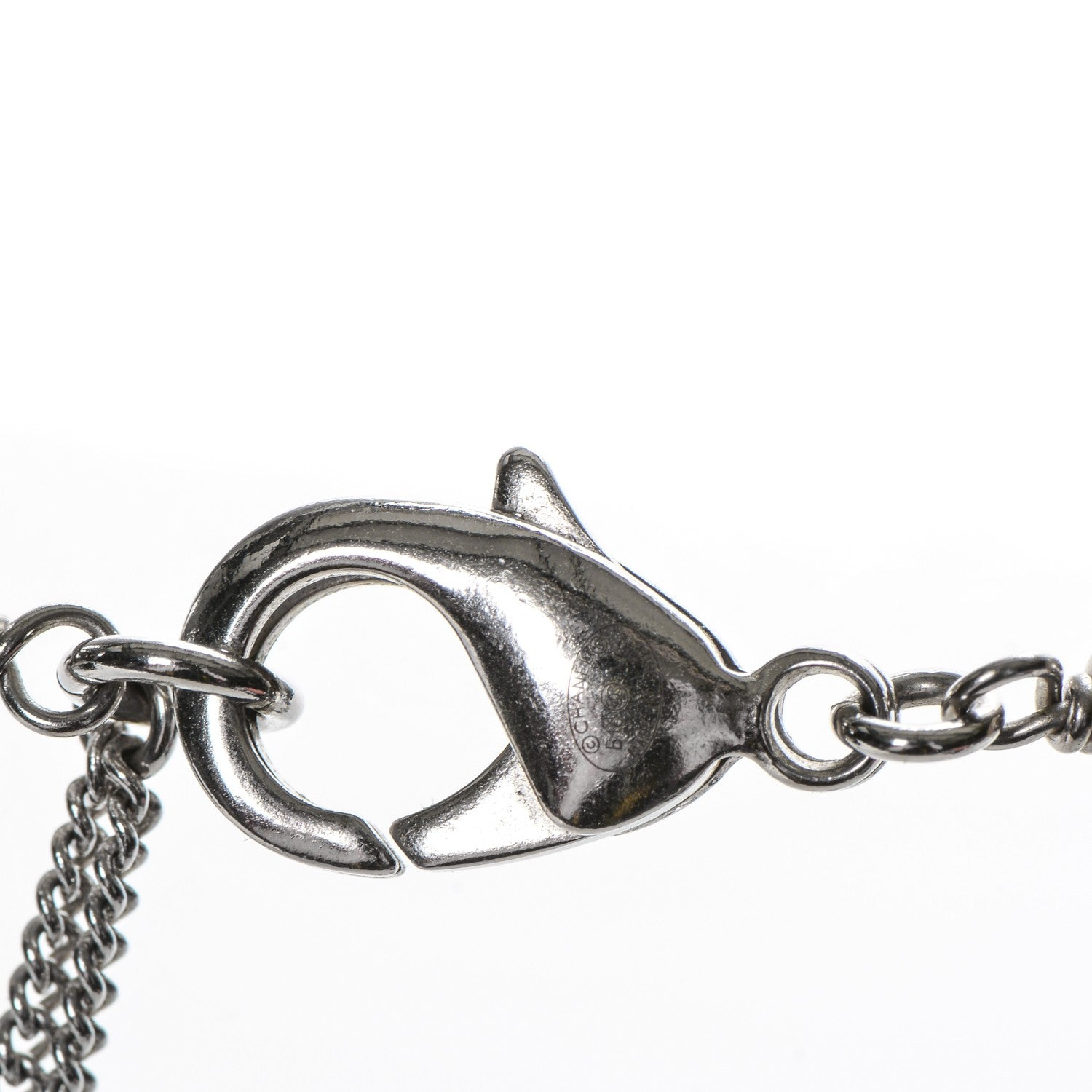 Chanel Pearl Bead Enamel CC Long Necklace Silver Black Grey 5 of 6