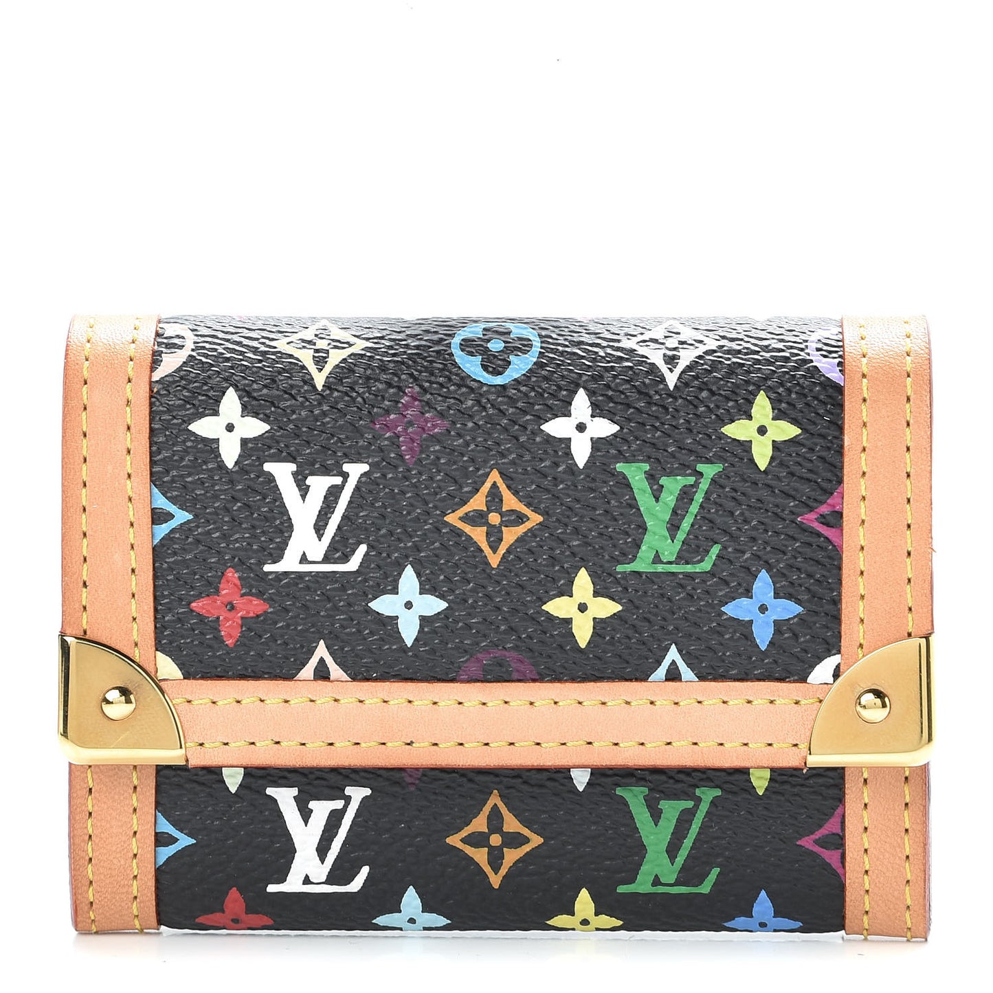 Monogram Multicolor Porte-Monnaie Plat Coin Purse Black
