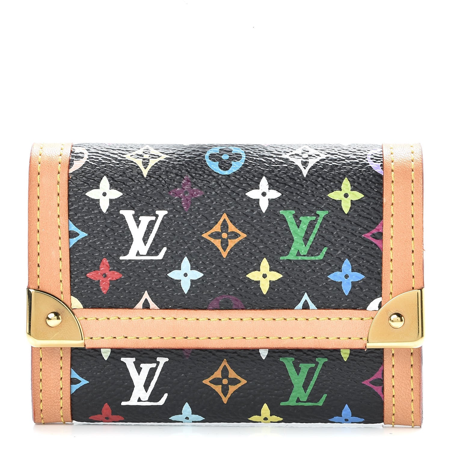 Louis Vuitton Monogram Multicolor Porte-Monnaie Plat Coin Purse Black 1 of 7